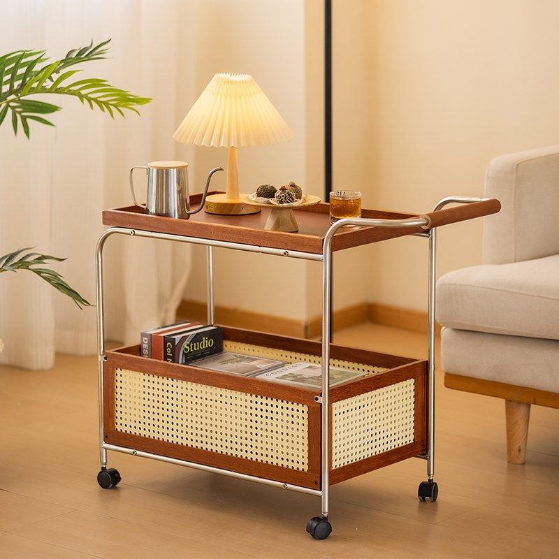 实木边几可移动古风小推车仿藤编C客厅沙发茶几置物架中古餐柜家,住宅家具,移动边几/推车,淘宝优惠券,粉丝福利购,淘宝优惠卷