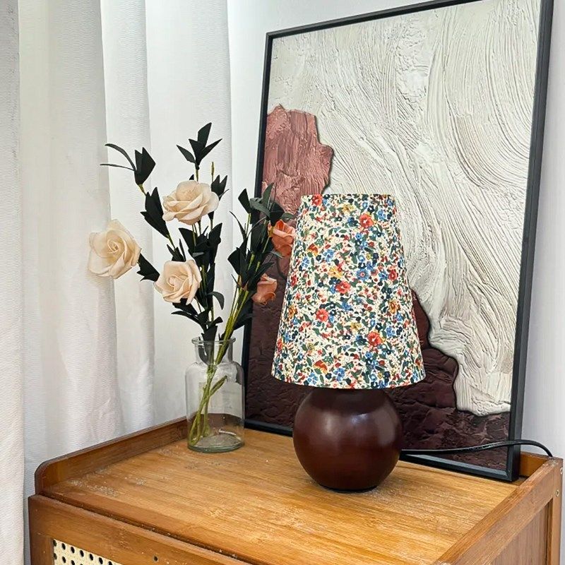 热销法式浪漫碎花覆n古小台灯卧室书房装饰网红实木中古风床头客,家装灯饰光源,装饰台灯,淘宝优惠券,粉丝福利购,淘宝优惠卷