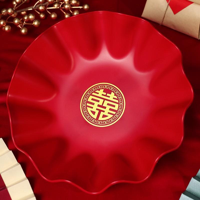 结婚果盘喜糖盘专用客厅红色婚礼用的喜盘子婚庆用品大全2024新款