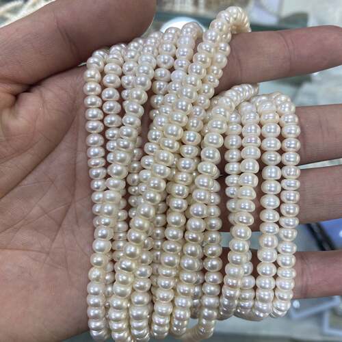 天然淡水珍珠5~6mm面包珠馒头珠 强光手链项链diy配件