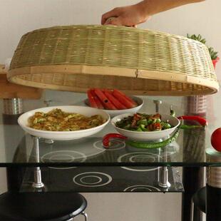 竹编菜罩防蝇罩食物罩 防尘竹盖竹罩 竹制品餐桌罩水果罩 竹编罩