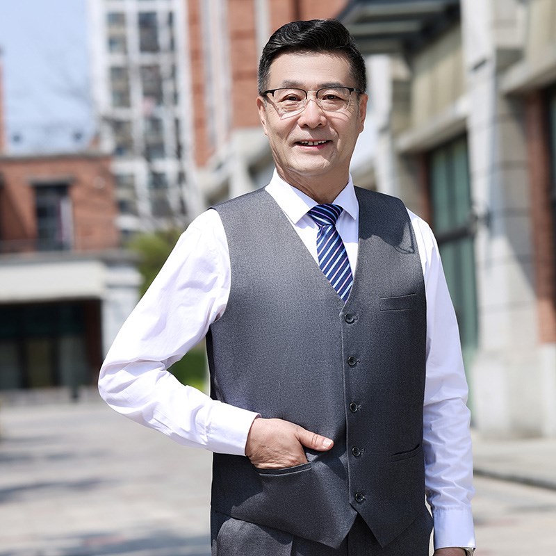中老年西装马甲宽松坎肩中年男士男春秋季休闲马夹爸爸爷爷款背心