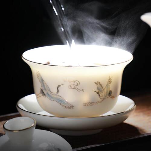 盖碗单个不清烫高手茶具端陶瓷玻璃薄三才白20210528瓷套装泡茶大