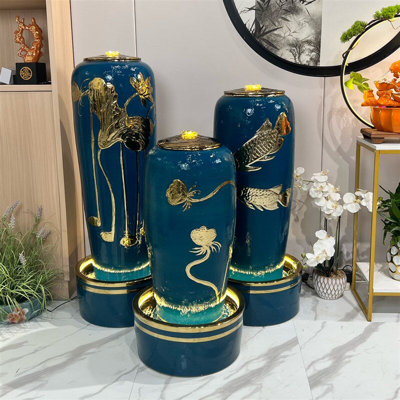 欧式样板间陶瓷流水器摆件开业礼品家居办公室新中式禅意客厅软装