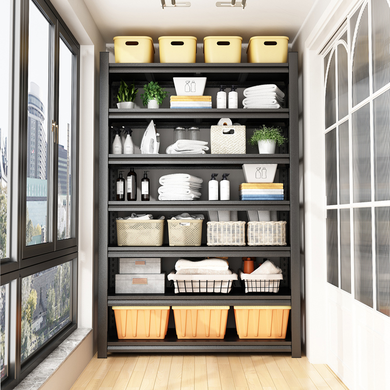 阳台置物架货架家用客厅落地式收纳架钢制多层地下室储藏间储物架