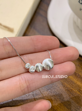 素泊集「拉丝圆球」项链纯银925