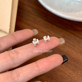 素泊集s999纯银h字母耳钉女设计感小众耳环高级轻奢耳饰睡觉免摘