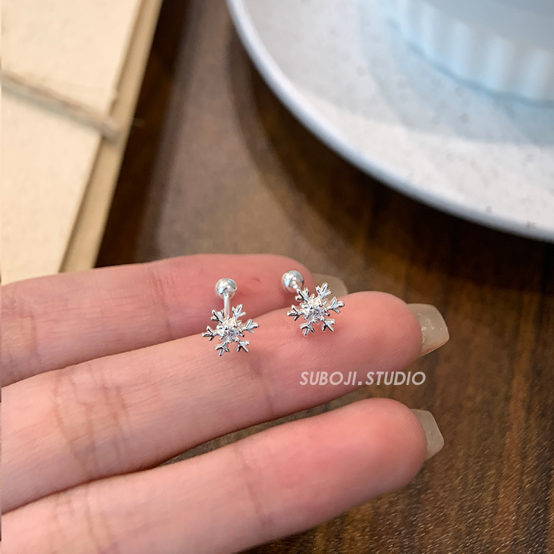 素泊集「雪花」耳钉纯银999