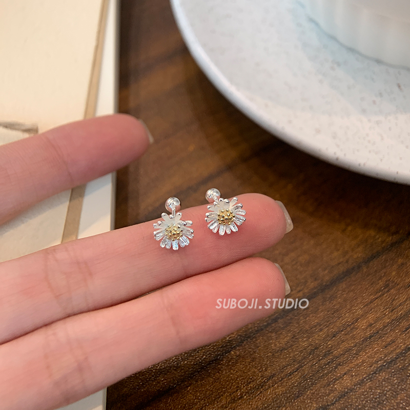 素泊集「小雏菊」耳钉纯银999