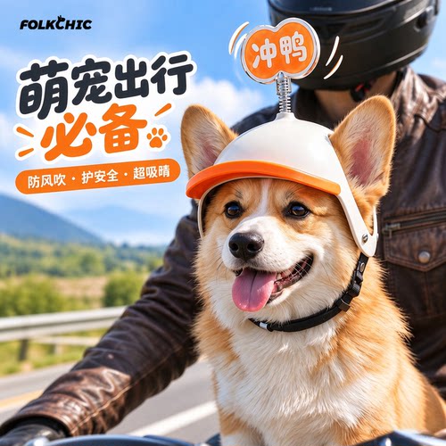 狗狗猫咪机车防风拍照头盔帽子