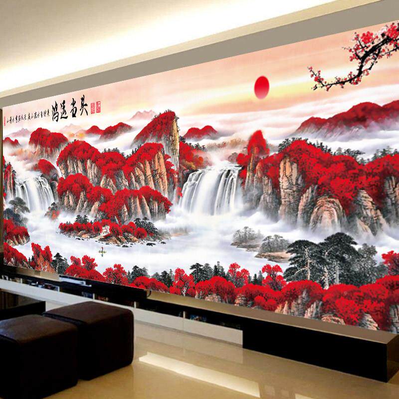 室蒙丽S001Z十莎字绣2026线娜绣新款鸿运当头皇客厅大幅山水画流