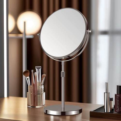 KER欧升可调节高低高清台式化妆放镜双面镜大镜子伸式缩降镜美容