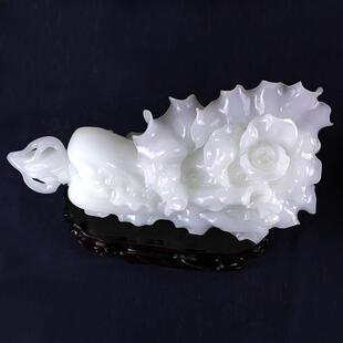 新款石招财纳福天然阿富 汗玉白菜风水摆饰ZCBC店公铺开业办室客