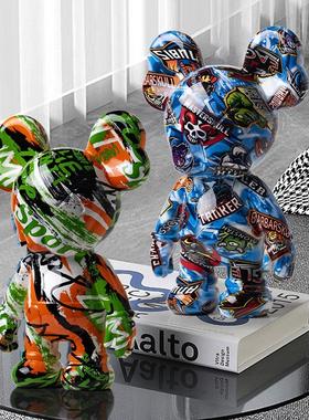 网kaws系列客厅酒20240620柜玄关创桌书房桌面高端树脂摆饰红意办