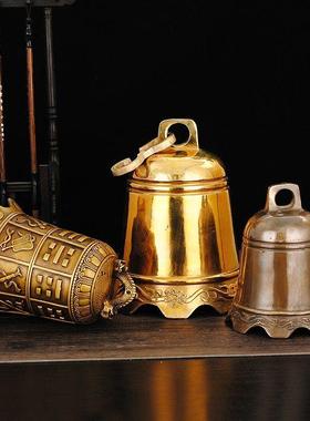 黄仿铃铛挂件字真言钟六复古古铜寺道观飞檐风铃装饰品热20200811