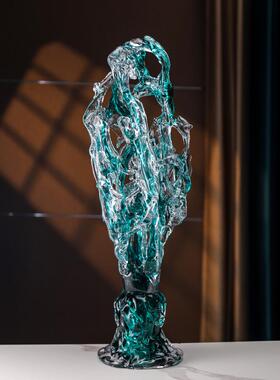 轻奢新风琉璃入工艺品太湖石雕饰品客厅口公司酒店客中琉璃太湖房