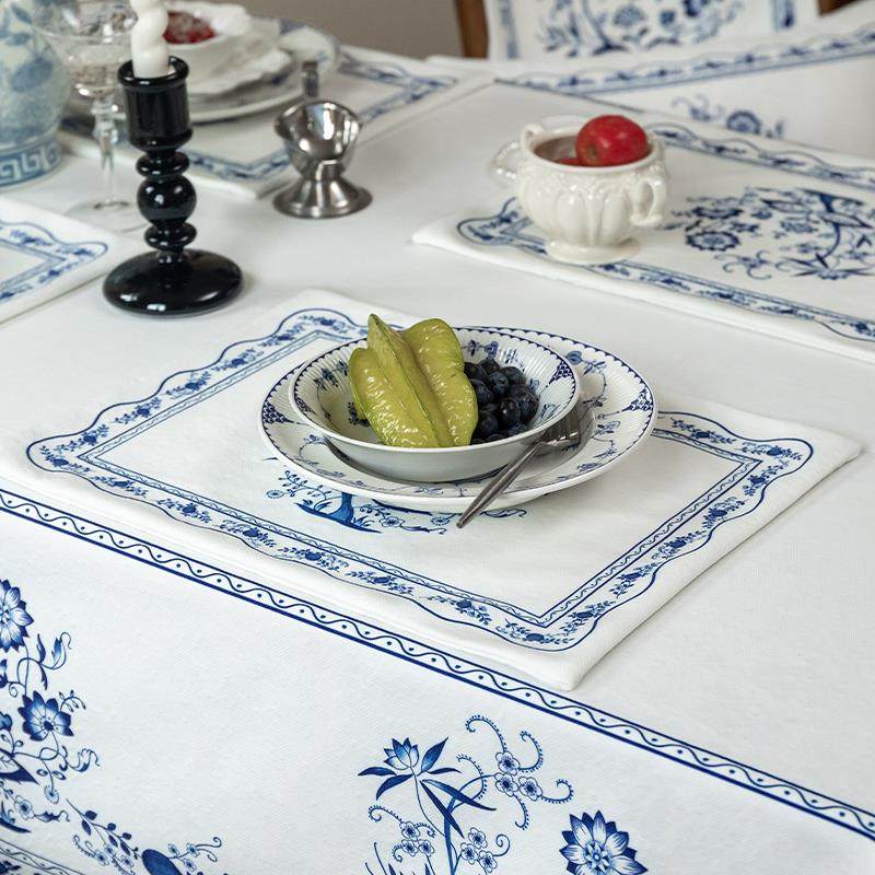 法式高级餐垫青盘花新中式防水BJH餐隔巾桌垫热垫碗垫餐垫西桌布