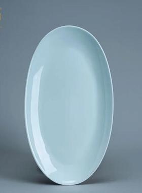 昌LLT南高温景青釉下彩12英寸鱼盘德镇影陶瓷蒸鱼盘家用椭圆形大