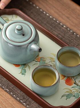 汝窑井天青栏壶茶陶瓷功夫茶茶具家用泡器中式汝瓷121301可养壶套