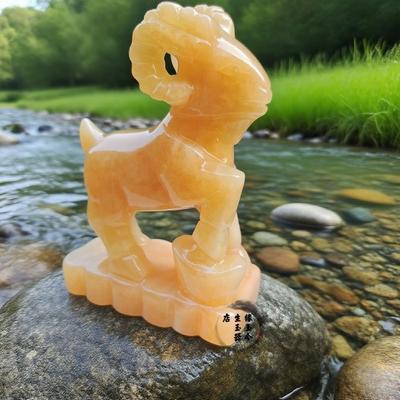 天然黄玉米客厅羊家居玄饰品玉雕工艺品生肖玉ISP石羊关博古架摆
