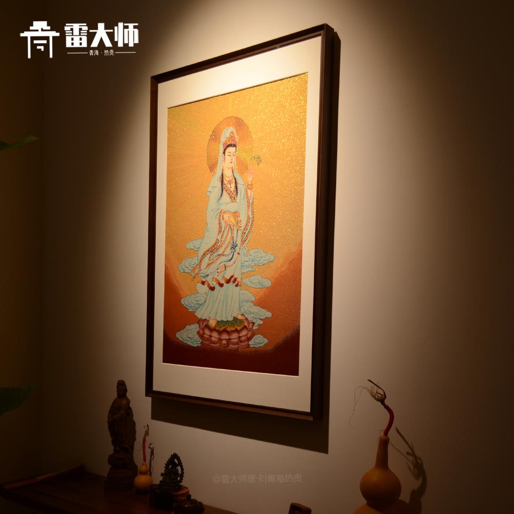 绣观音菩刺萨唐卡茶室关装饰画 画GYS1026客厅背景墙挂玄画  画沙
