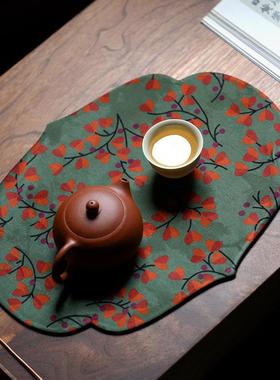 香TCK云纱干泡茶席茶壶配垫中式道禅意复古桌桌布茶旗垫茶零布垫