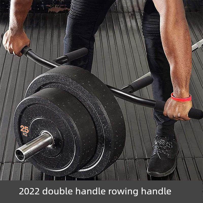 双置画船t柄位龙门健身矿核心训练健身v型杆桶用杠双把位划铃地炮