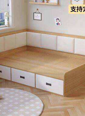 榻榻米床小户型省代空间软床现简25926约收纳储物床抽屉落高箱定