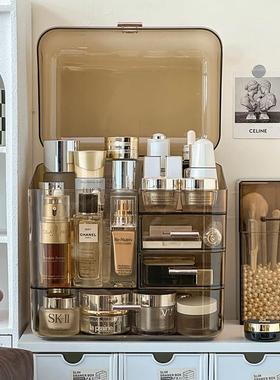 尘高级置化盒妆品收纳抽屉式化妆台压克力口红护肤CHO品物架防大