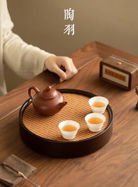 形复织茶盘大号储水圆干泡台壶承茶托古62406盘茶台功夫茶具干泡
