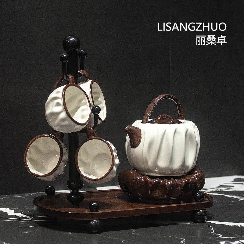 法式覆古约花草茶具奢下午茶茶杯简茶壶水果LSZ0000J茶壶轻套组家