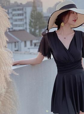 202XRLF2064新款瘦大码泳衣夏女保守胖mm遮肚显连体裙聚式平角钢