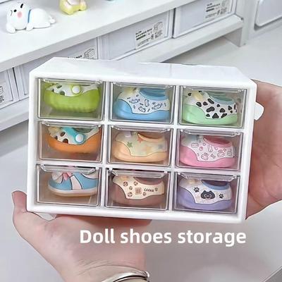 棉花娃娃鞋子收纳盒透明BJD玩偶配件用娃衣防尘展示柜子收纳展示