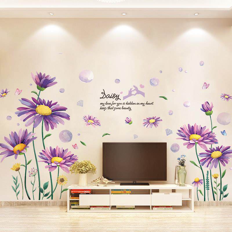 电视背景墙装饰温馨墙纸自粘墙贴纸女孩儿童房墙花蒲公英墙壁贴画