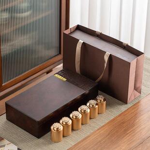 高档中式小罐茶叶罐包装盒空礼盒装空盒子便携小号绿红私房茶碎银