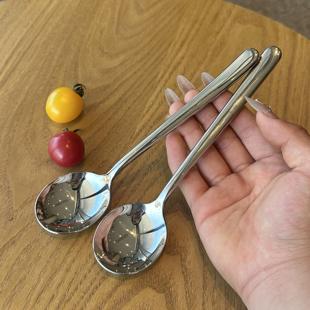 厚到哭 10不锈钢勺子家用精致调羹吃饭勺高颜值长柄加深汤勺