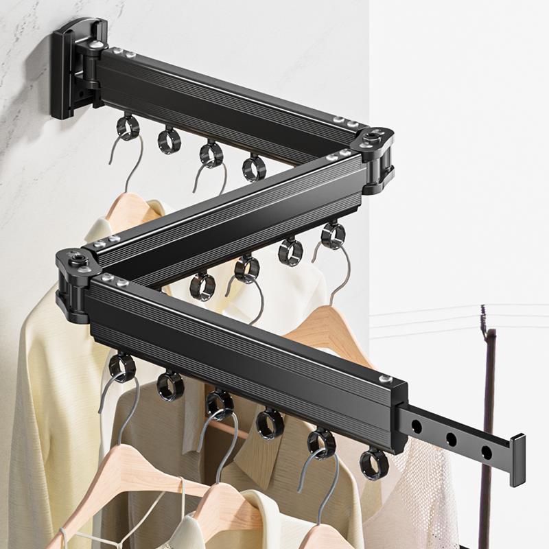 折叠晾衣架阳台家用飘窗隐形晒被子神器室内外可伸缩壁挂式晾衣杆