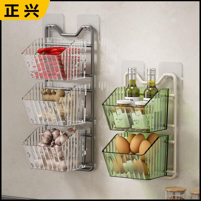 厨房葱姜蒜置物架免打孔多功能家用壁挂调味料用品大全蔬菜收纳架