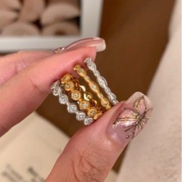 纯银S925厚镀真金中古拉丝排戒极细纯银戒指小众ins极简时尚潮流