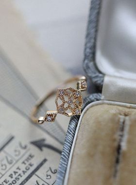 s925纯银镀金镶钻十字架戒指欧美