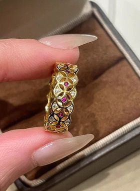 鑫葆康珠宝新款S925银镀金小红书爆款铜钱古币复古新中式精致指环