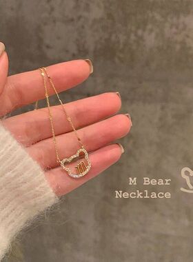 XBK新款ins小熊镶钻项链链2022