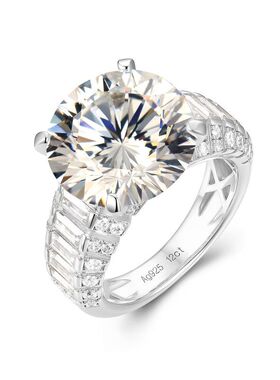 925银镀金戒指高碳钻白色卡家高