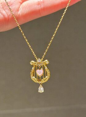 XBK精致气质设计感链竖琴粉贝