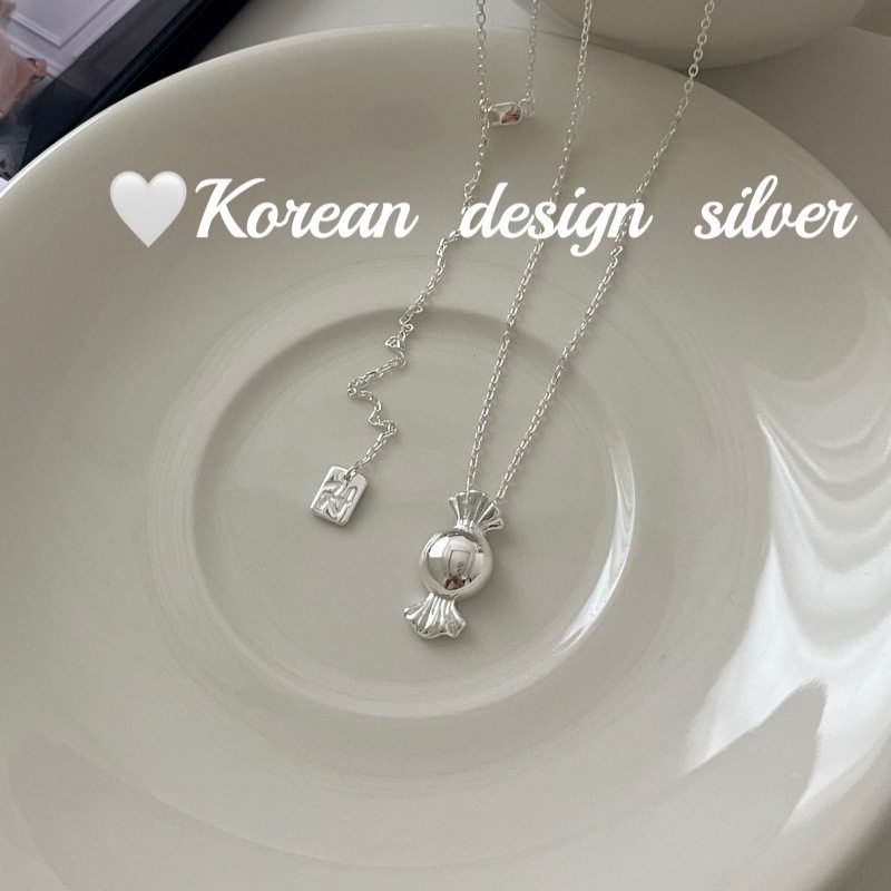 韩版ins风简约设计饰品 S925纯银简约糖果项链小众高级女款毛衣链