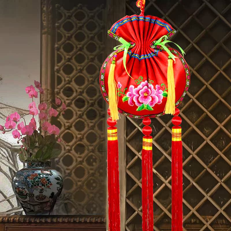 手工布艺刺绣装饰挂件荷包香包机绣中国风传统特色小礼品创意民俗