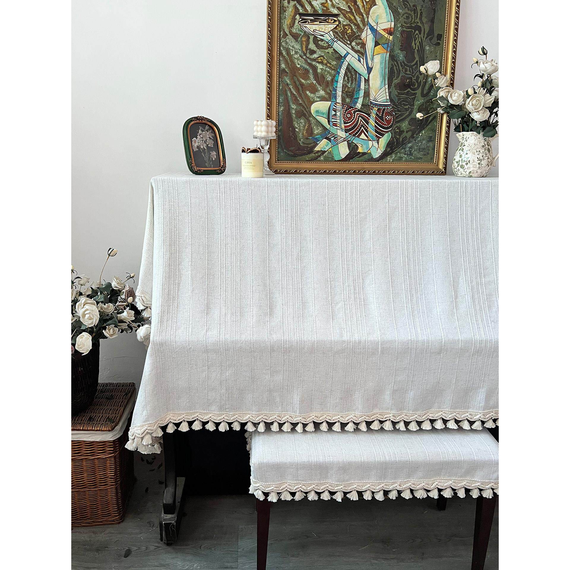 钢琴罩防尘全罩彷亚麻钢琴罩现代简单半罩钢琴罩中世纪斯堪的纳维