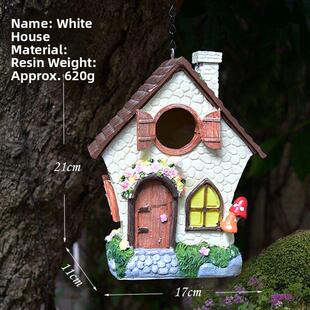 鸟屋挂件庭院花园造景装饰幼儿园摆件户屋外窝壁树脂防水阳台桌面