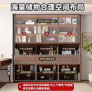 ENF级纯实木书柜一体整墙书房家用复古风带玻璃收纳置物展示书架