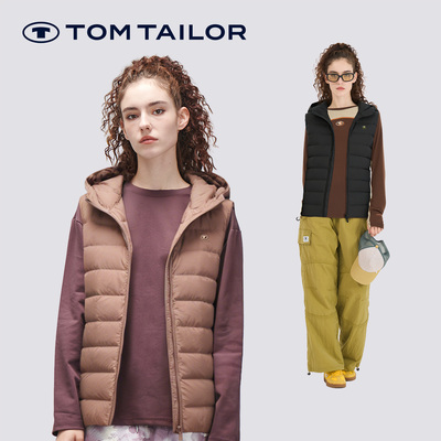 【鸭绒】TOM TAILOR新款正品羽绒服女轻薄短保暖排骨马甲外套